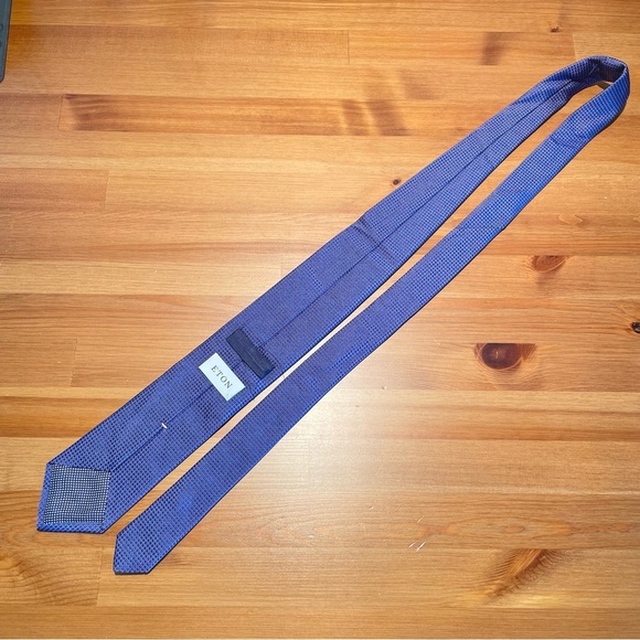 ETON Men's Geometric 100% Silk Tie Blue Purple Career to Cocktails Rich Luster - Picture 11 of 13